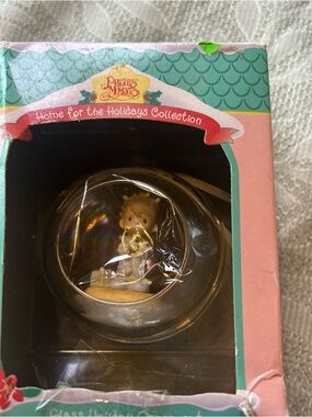 Precious Moments Pink and Teal Holiday Bell Ornament in Box